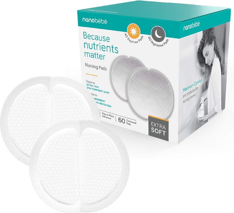 NANOBÉBÉ Nanobebe Disposable Nursing Pads - 60 Count Ultra Thin & Extra Absorbent for Day and Night Use - Image 1